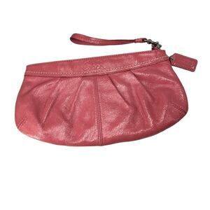 Coach pink clutch wristlet purse pink patent leather bag